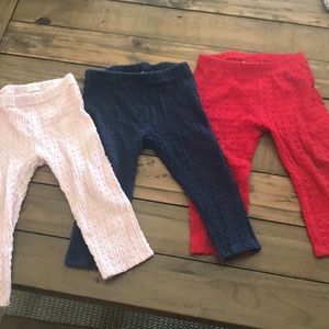 3 pair of texturized baby leggings